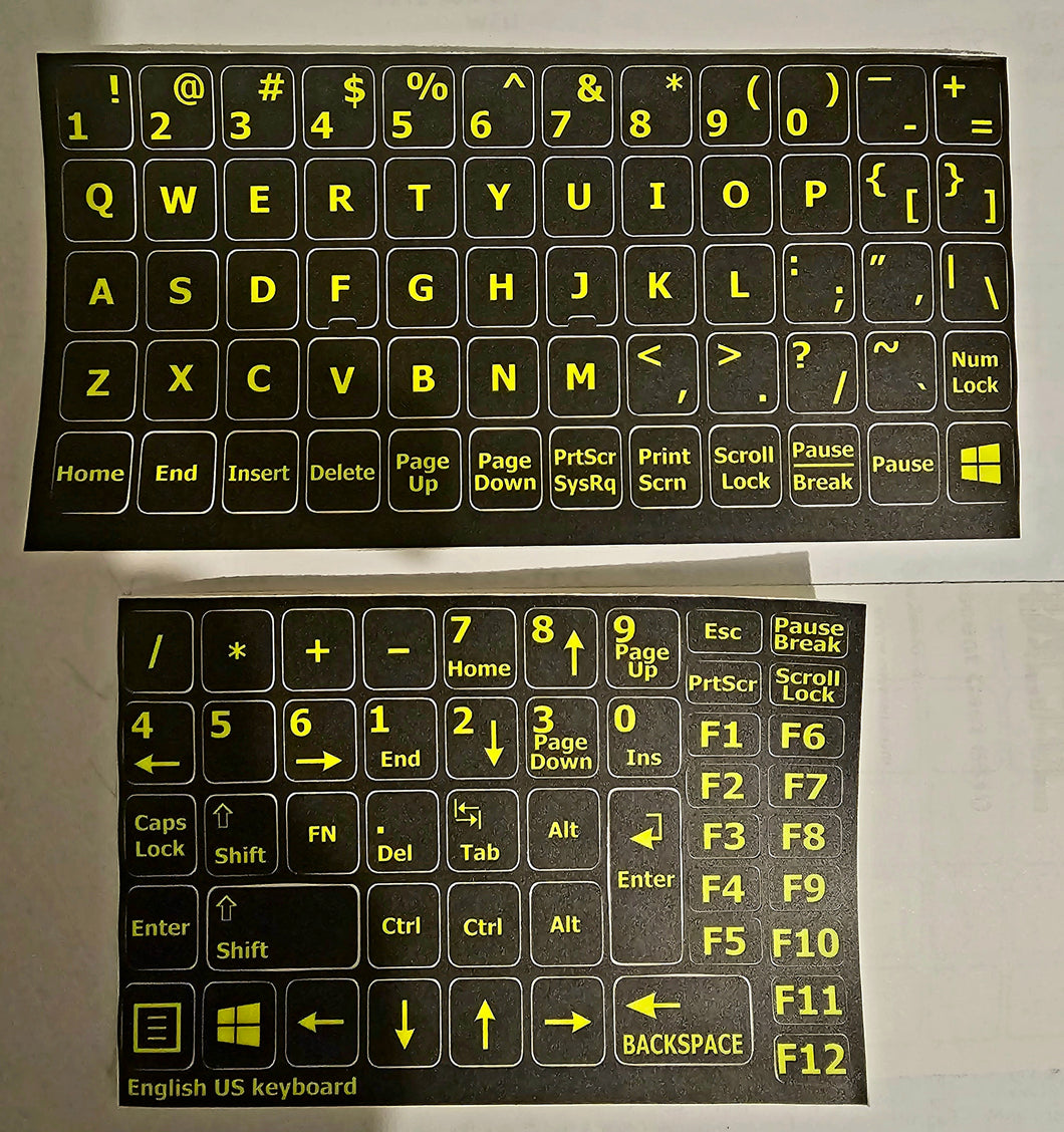 Glowing fluorescent keyboard stickers for US keyboard