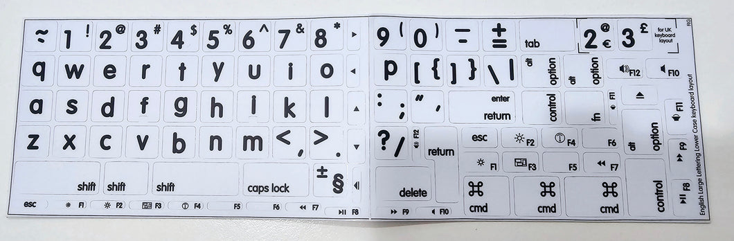 Apple Computer Keyboad Labels Lower case keyboard stickers for Mac - bolded font for Apple Size keys ...